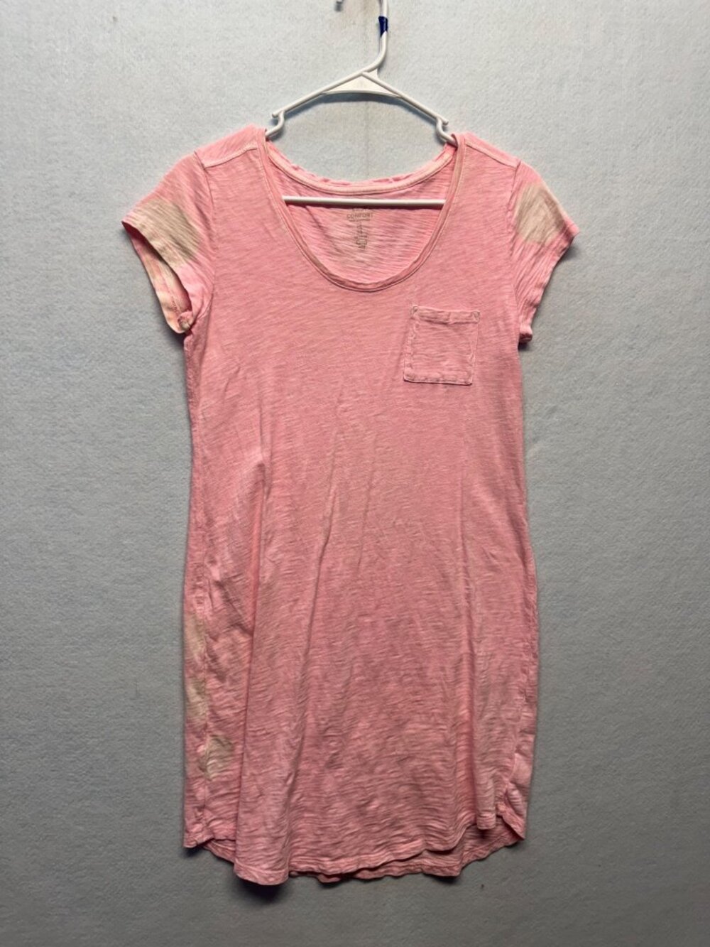 Womens Pink Scoop Neck T-Shirt With Pocket By Easy Comfort